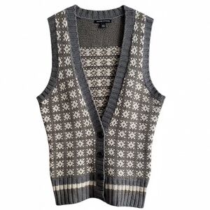 👛(2/$25) BANANA REPUBLIC 3 Button Knit Vest Grey|Off White. See Video